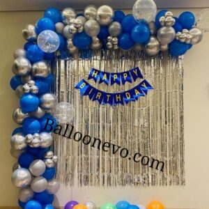 Special Blue and Silver Chrome Balloon Birthday Decoration